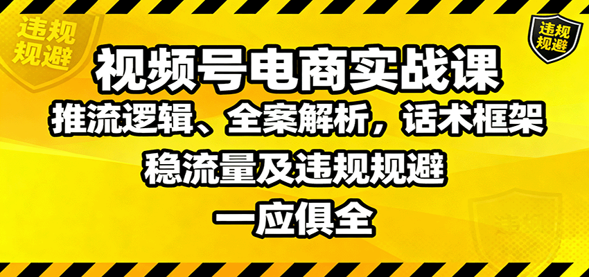 视频号电商实战课:推流逻辑、全案解析,话术框架,稳流量及违规规避等-吾爱创业网