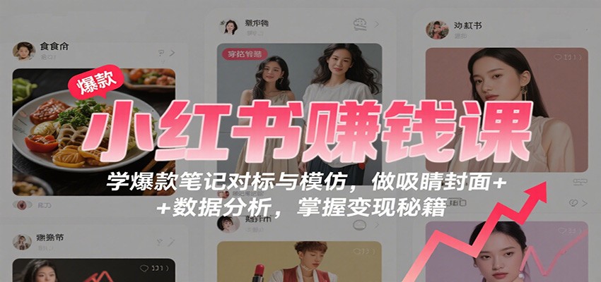 小红书赚钱课:学爆款笔记对标与模仿,做吸睛封面 + 数据分析,掌握变现秘籍-吾爱创业网