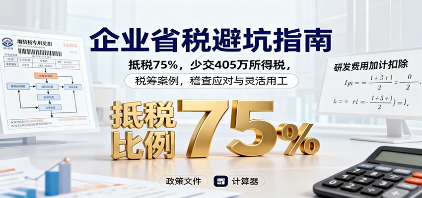 企业省税避坑指南:抵税75%,少交405万所得税,税筹案例,稽查应对与灵活用工-吾爱创业网