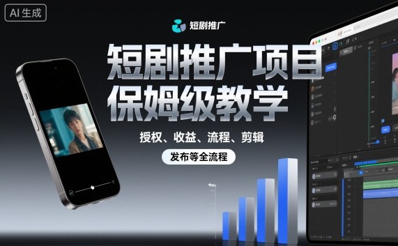 短剧推广项目保姆级教学,授权、收益、流程、剪辑,发布等全流程-吾爱创业网