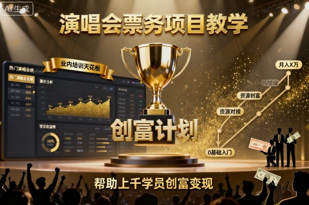 演唱会票务项目教学，业内培训天花板，帮助上千学员创富变现-吾爱创业网