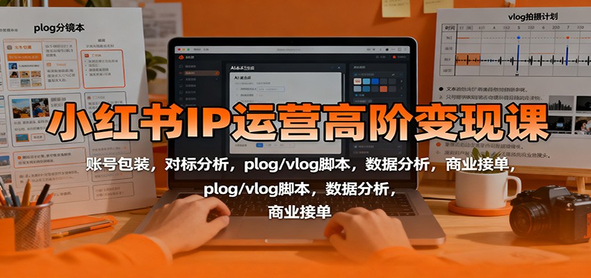 小红书IP运营高阶变现课:账号包装,对标分析,plog/vlog脚本,数据分析,商业接单-吾爱创业网