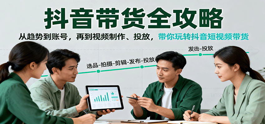抖音带货全攻略：从趋势到账号，再到视频制作、投放，带你玩转抖音短视频带货-吾爱创业网