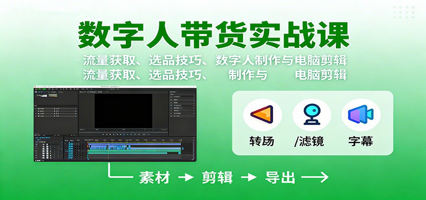 数字人变现实战课:流量获取、选品技巧、数字人制作与电脑剪辑-吾爱创业网