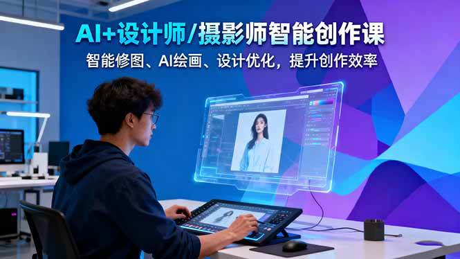 AI+设计师/摄影师智能创作课:智能修图、AI绘画、设计优化,提升创作效率-吾爱创业网