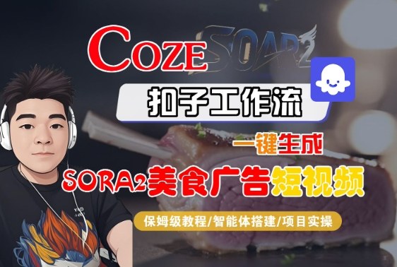 Coze扣子智能体工作流一键生成“SORA2美食广告“短视频,全流程保姆级教学-吾爱创业网