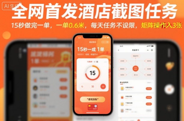 全网首发酒店截图任务,15秒做完一单,一单0.6米,每天任务不设限,矩阵操作日入3张【揭秘】-吾爱创业网