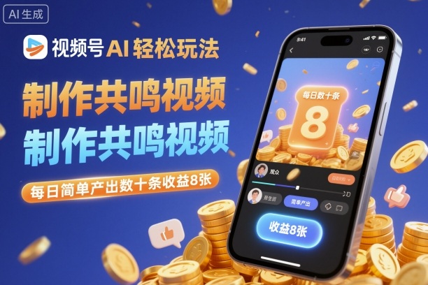 视频号AI轻松玩法,制作共鸣视频,每日简单产出数十条收益8张-吾爱创业网