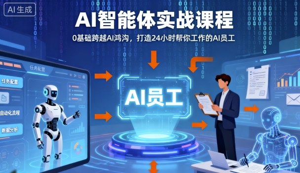 Ai智能体实战课程，0基础跨越Ai鸿沟，打造24小时帮你工作的Ai员工，打破常规，以实战定义Ai-吾爱创业网