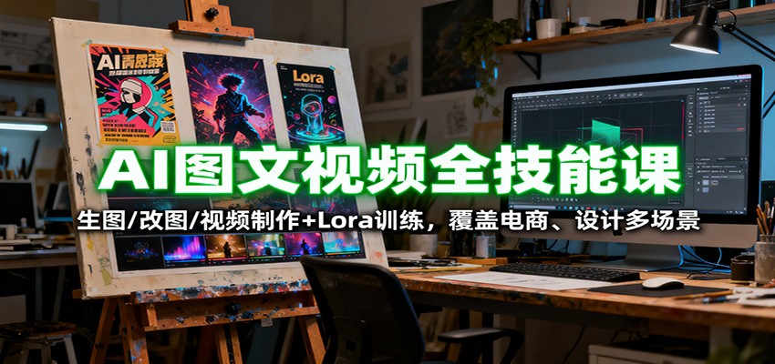 AI图文视频全技能课:生图/改图/视频制作+Lora训练,覆盖电商 、设计多场景-吾爱创业网