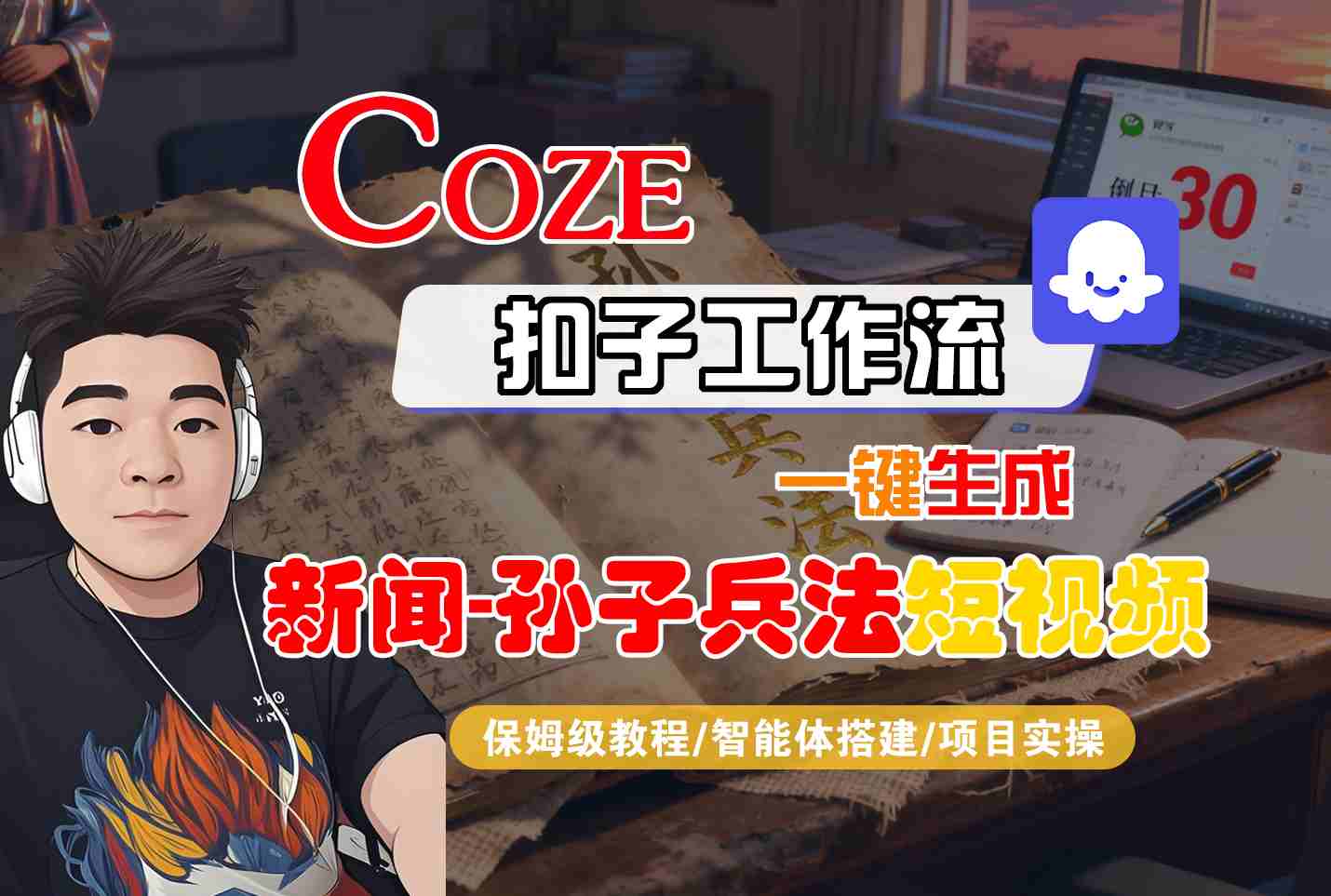 Coze扣子智能体工作流一键生成“新闻-孙子兵法“短视频，全流程保姆级教学-吾爱创业网
