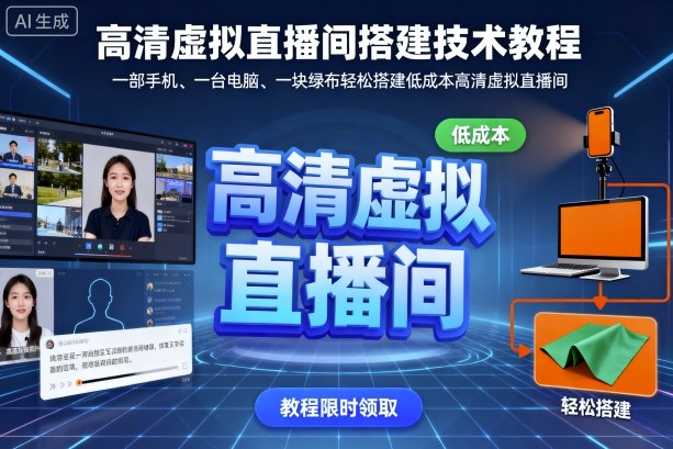 高清虚拟直播间搭建技术教程，一部手机、一台电脑、一块绿布轻松搭建低成本高清虚拟直播间-吾爱创业网
