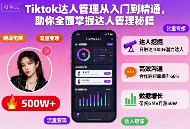Tiktok达人管理从入门到精通，助你全面掌握达人管理秘籍-吾爱创业网