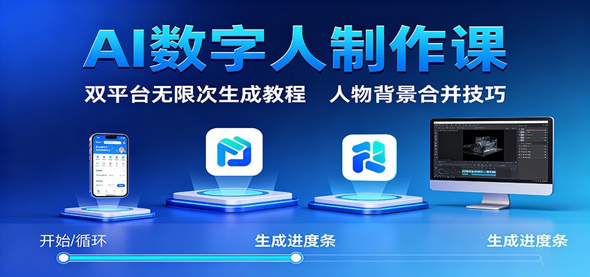 AI数字人制作课:双平台无限次生成教程,人物背景合并技巧-吾爱创业网