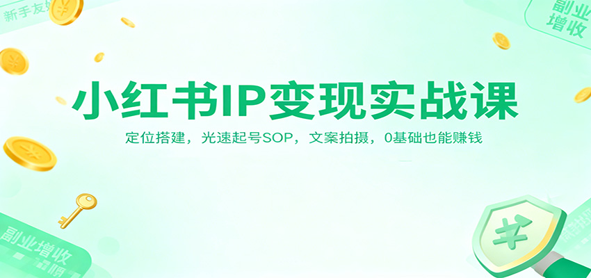 小红书IP变现实战课：定位搭建，光速起号SOP，文案拍摄，0基础也能赚钱-吾爱创业网