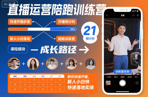 直播运营陪跑训练营,教你快速开播,新人小白快速落地实操-吾爱创业网