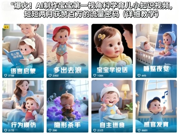 爆火!AI制作宝宝第一视角科学育儿小知识视频,短短两月获赞百万的流量密码(详细教学)-吾爱创业网
