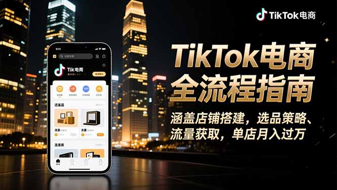 (16524期)TikTok电商全流程指南,涵盖店铺搭建、选品策略、流量获取,单店月入过万-吾爱创业网