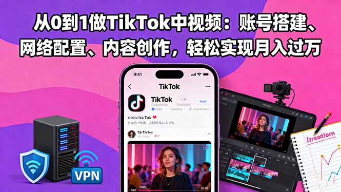 （16461期）从0到1做TikTok中视频：账号搭建、网络配置、内容创作，轻松实现月入过万-吾爱创业网