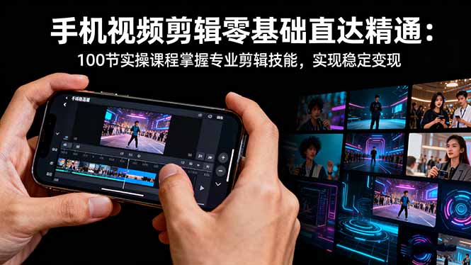 (16466期)手机视频剪辑零基础直达精通:100节实操课程掌握专业剪辑技能,实现稳...-吾爱创业网