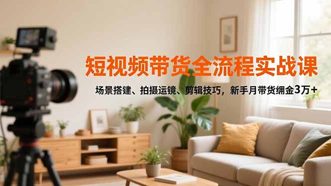 (16679期)短视频带货全流程实战课,场景搭建、拍摄运镜、剪辑技巧,新手月带货佣金3万+-吾爱创业网