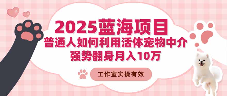 （16489期）2025蓝海项目：普通人如何利用活体宠物中介，强势翻身月入10万-吾爱创业网