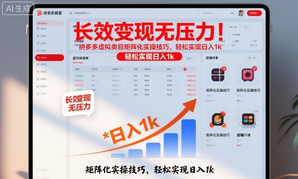 长效变现无压力!拼多多虚拟类目矩阵化实操技巧,轻松实现日入1k【揭秘】-吾爱创业网