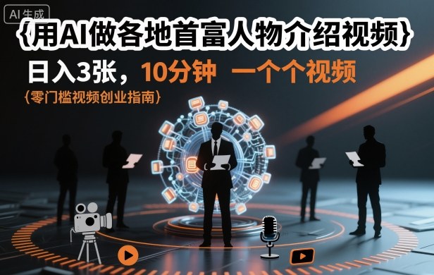 用AI做各地首富人物介绍视频,日入3张,10分钟一个视频-吾爱创业网