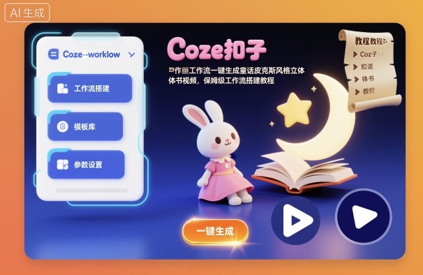 Coze扣子工作流一键生成童话皮克斯风格立体书视频,保姆级工作流搭建教程-吾爱创业网