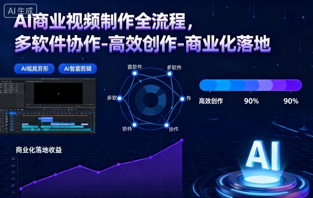 AI商业视频制作全流程，多软件协作-高效创作-商业化落地-吾爱创业网