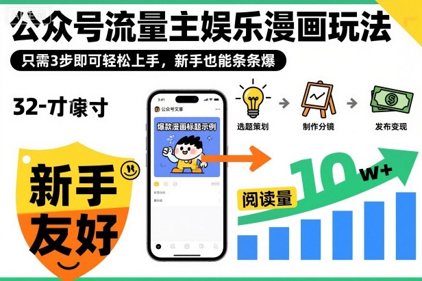 公众号流量主娱乐漫画玩法,只需3步即可轻松上手,新手也能条条爆-吾爱创业网