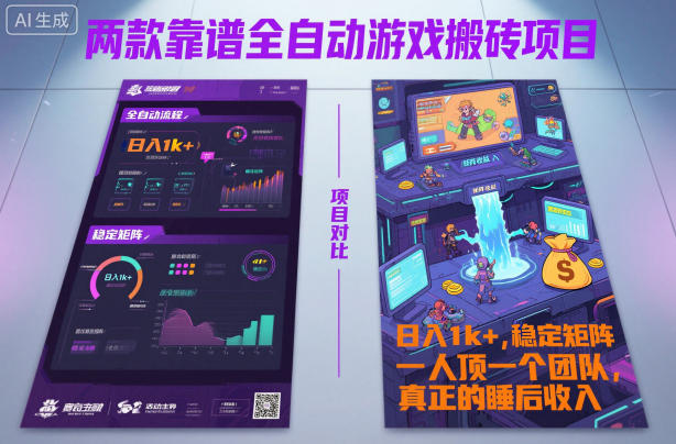 两款靠谱全自动游戏搬砖项目,日入1k+,稳定可矩阵,一人顶一个团队,真正的睡后收入【揭秘】-吾爱创业网