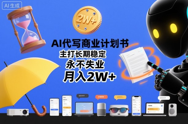 AI代写商业计划书,主打长期稳定,永不失业,月入2W+-吾爱创业网