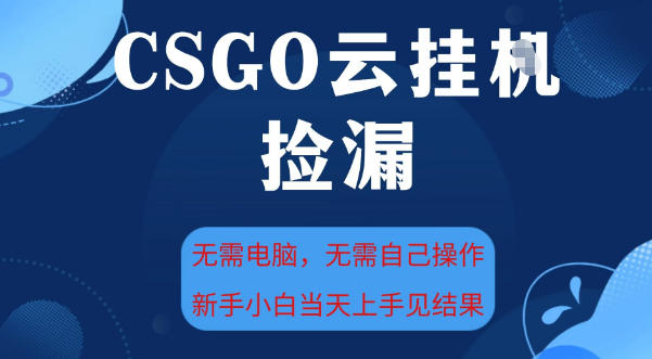 CSGO云挂G全自动捡漏,最新独家玩法,无需电脑操作,新手小白日入5张+【揭秘】-吾爱创业网