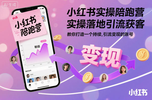 小红书实操陪跑营，实操落地引流获客，教你打造一个持续引流变现的账号-吾爱创业网