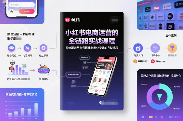 小红书电商运营的全链路实战课程,系统覆盖从账号搭建到商业变现的完整流程-吾爱创业网