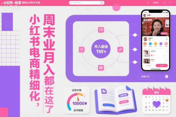 小红书电商精细化运营全流程,周末副业月入1W+,全套方法都在这了-吾爱创业网