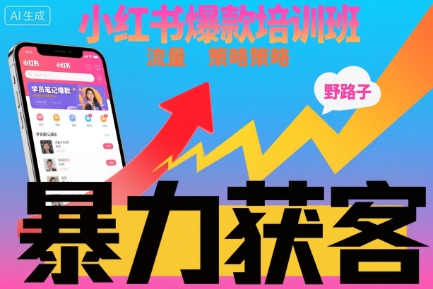 小红书爆款培训班,小红书获客野路子流量打法,暴力持续获客-吾爱创业网