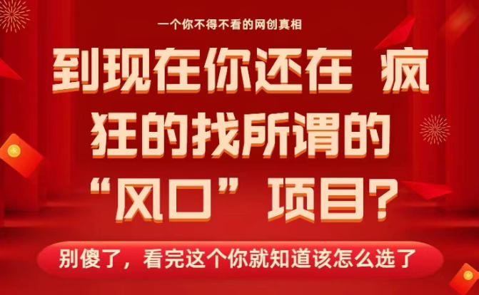 马上26年了,你还在找所谓的风口项目?别傻了,看完这个你全都懂了!【揭秘】-吾爱创业网