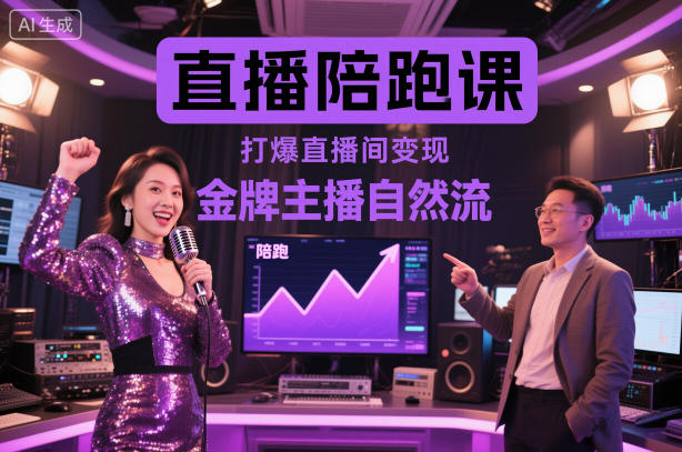 直播陪跑课,金牌主播自然流打爆直播间,复制高变现玩法-吾爱创业网