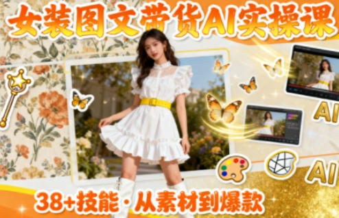 女装图文带货的AI实操课，覆盖38个实用技能，快速提升素材制作效率-吾爱创业网