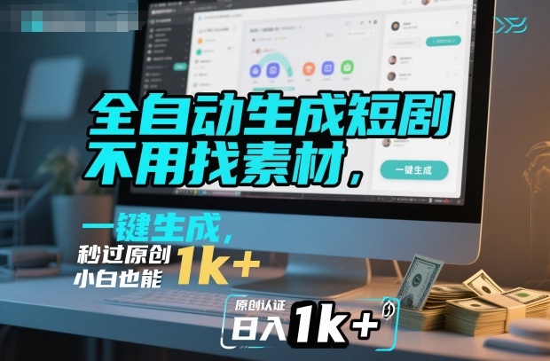 全自动生成短剧，不用找素材，不用剪辑，一键生成，秒过原创，小白也能轻松日入1k+【揭秘】-吾爱创业网