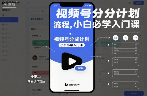 视频号分成计划实操流程,小白必学入门课-吾爱创业网