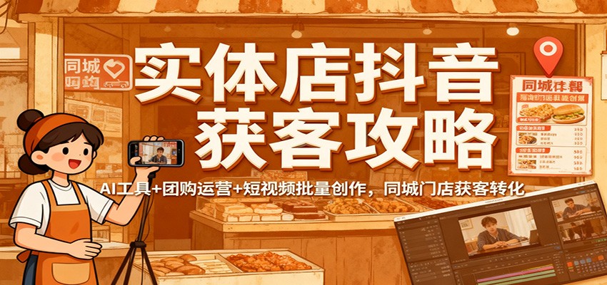 实体店抖音获客攻略:AI工具+团购运营+短视频批量创作,同城门店获客转化-吾爱创业网