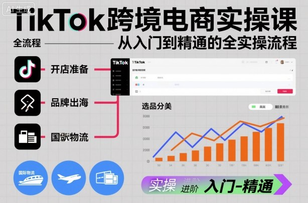 TikTok跨境电商实操课,从入门到精通的全实操流程-吾爱创业网