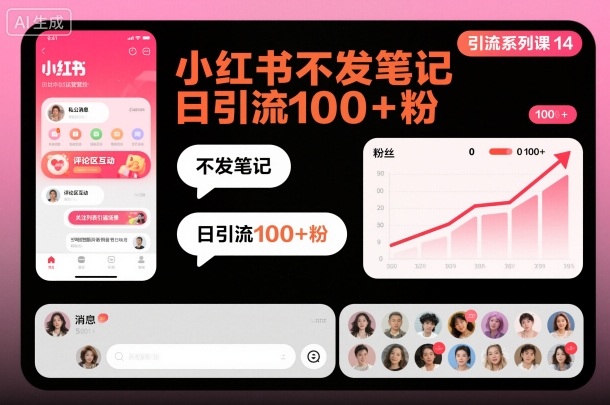 引流系列课14：小红书不发笔记日引流100+粉-吾爱创业网