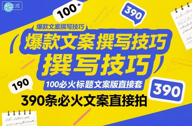 爆款文案撰写技巧,100个必火标题文案模版直接套,390条必火文案直接拍-吾爱创业网