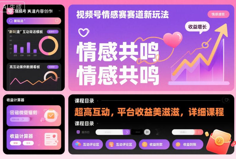 视频号情感赛道新玩法,超高互动,平台收益美滋滋,详细课程-吾爱创业网