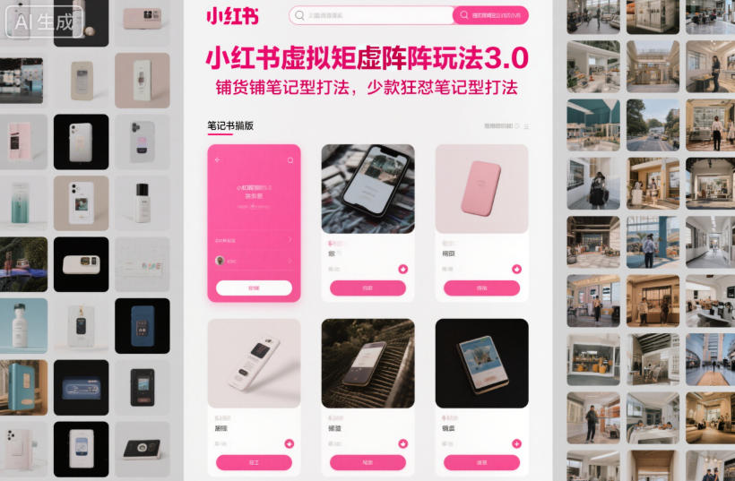 小红书虚拟矩阵玩法3.0，铺货铺笔记型打法，少款狂怼笔记型打法-吾爱创业网