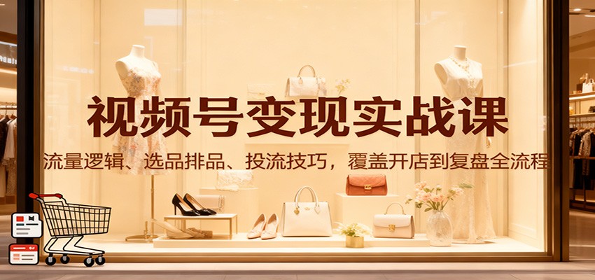 视频号变现实战课:流量逻辑、选品排品、投流技巧,覆盖开店到复盘全流程-吾爱创业网